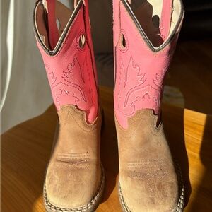 Old West Pink and Brown Leather Boots